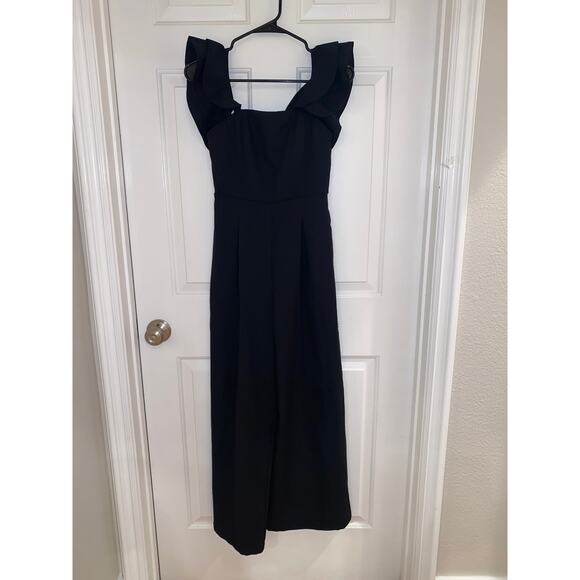 Selfie Lesle Ruffle Strap Wide Leg Jumpsuit Black size Small - Picture 1 of 6